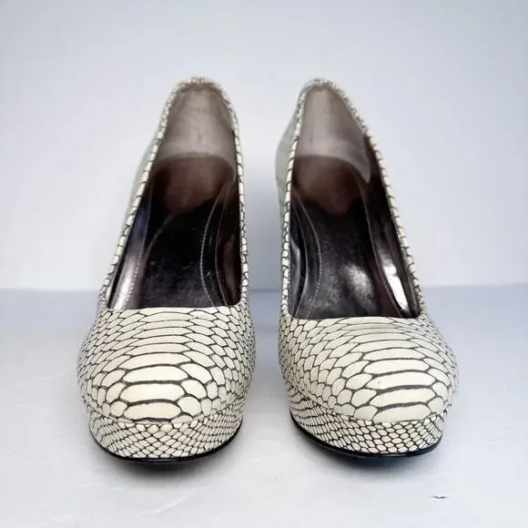 Calvin Klein Karsyn Python Embossed Leather Platform Pumps 7M - Picture 4 of 13